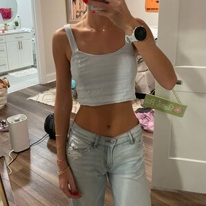 Aerie light blue linen tank